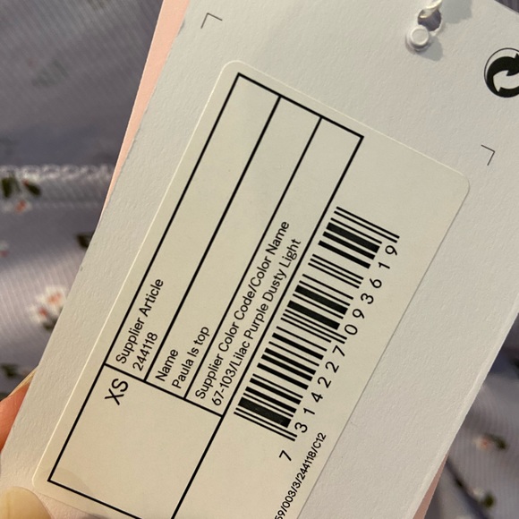 Monki Organic Lettuce Edge Ruched Floral Long Sleeve Dusty Lilac XS 90s NWT - Picture 11 of 13